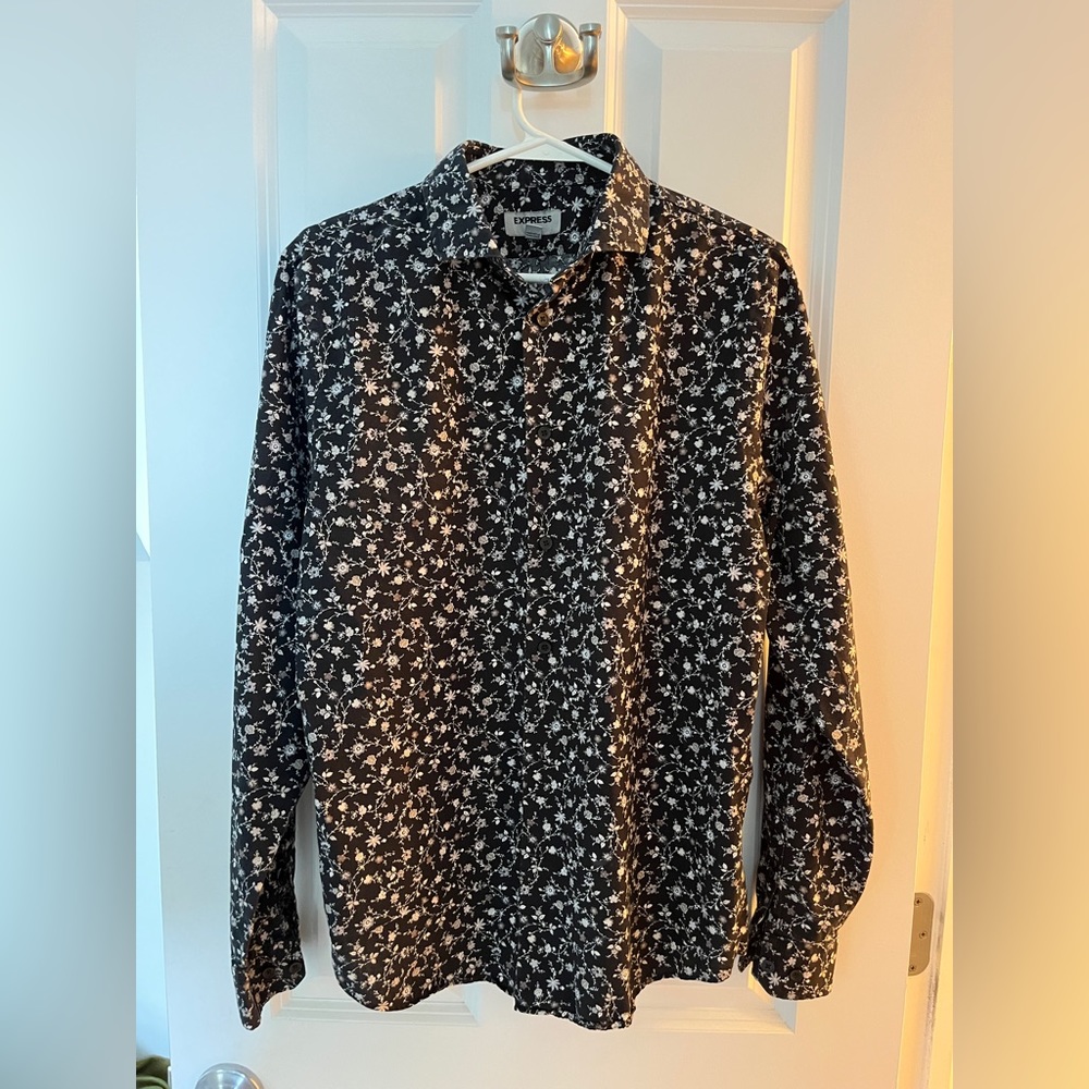 Black Floral Dress Shirt - Express (Men’s Medium)